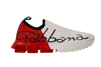 Dolce & Gabbana - Sleek White Sorrento Sneakers with Red Accents