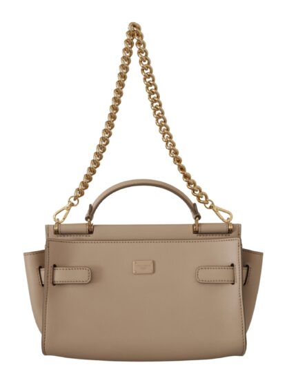 Dolce & Gabbana - Elegant Beige Sicily Leather Shoulder Bag