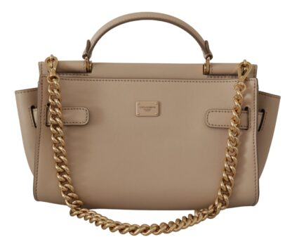 Dolce & Gabbana - Elegant Beige Sicily Leather Shoulder Bag