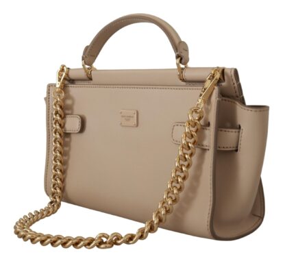 Dolce & Gabbana - Elegant Beige Sicily Leather Shoulder Bag