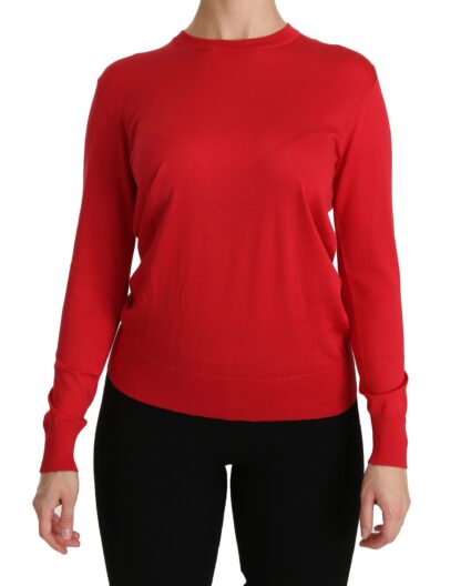 Dolce & Gabbana - Elegant Red Silk Crew Neck Sweater