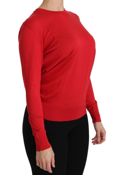 Dolce & Gabbana - Elegant Red Silk Crew Neck Sweater