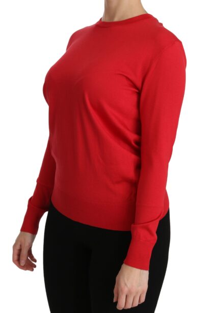 Dolce & Gabbana - Elegant Red Silk Crew Neck Sweater