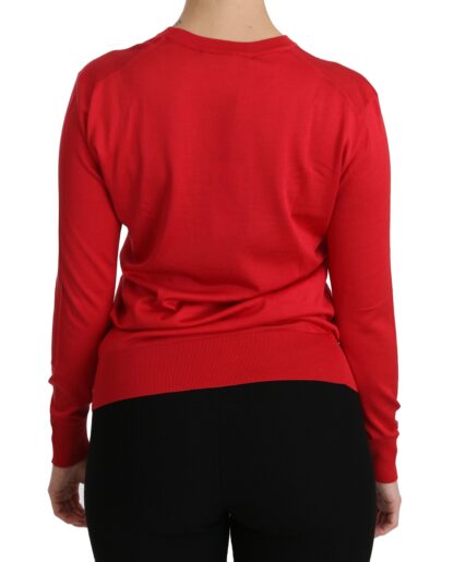 Dolce & Gabbana - Elegant Red Silk Crew Neck Sweater