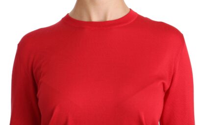 Dolce & Gabbana - Elegant Red Silk Crew Neck Sweater