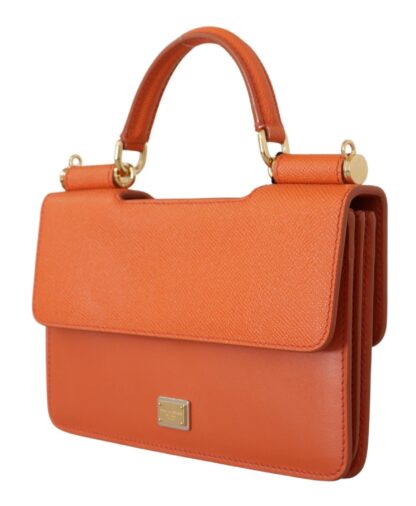 Dolce & Gabbana - Exquisite Orange Leather Clutch with Gold Accents