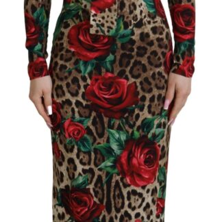 Dolce & Gabbana - Silk Leopard Print & Red Roses Dress