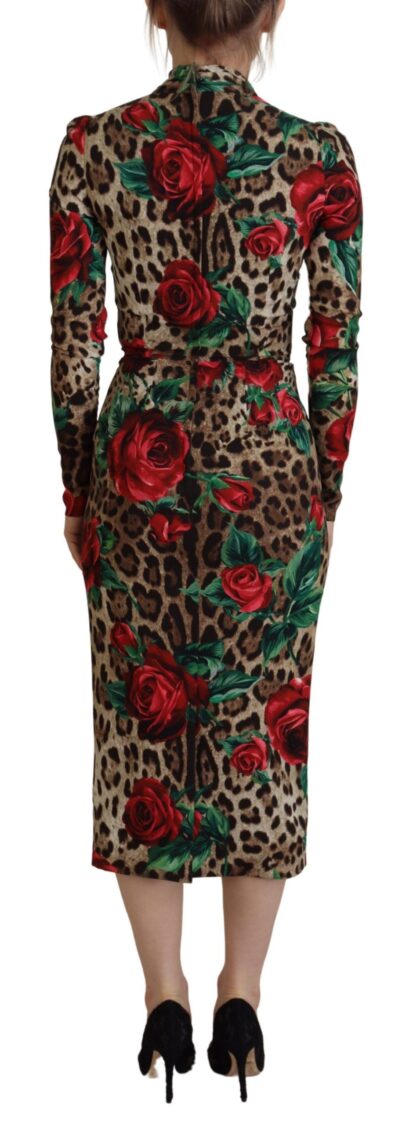 Dolce & Gabbana - Chic Leopard Rose Silk Bodycon Dress