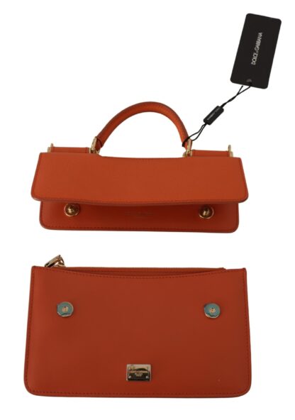 Dolce & Gabbana - Exquisite Orange Leather Clutch with Gold Accents