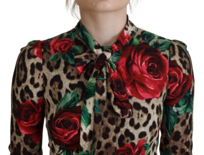 Dolce & Gabbana - Chic Leopard Rose Silk Bodycon Dress