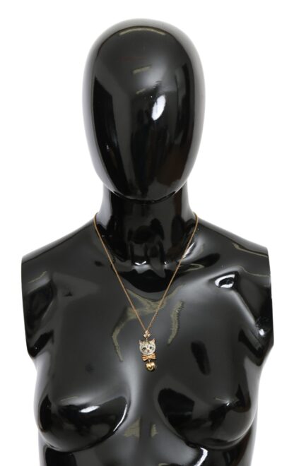 Dolce & Gabbana - Gold-Toned Crystal Cat Charm Necklace