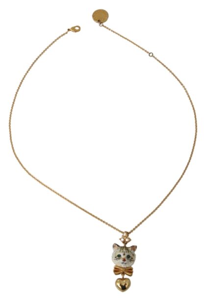 Dolce & Gabbana - Gold-Toned Crystal Cat Charm Necklace