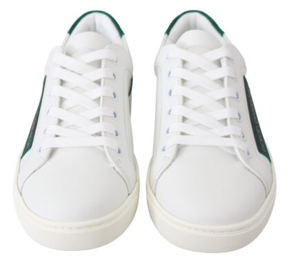 Dolce & Gabbana - Elegant Leather Lace-Up Sneakers in White & Green