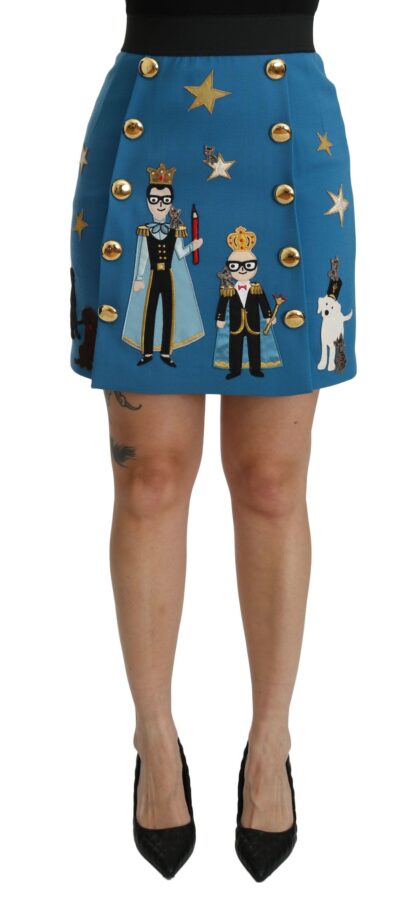 Dolce & Gabbana - Embellished Blue High Waist Skirt