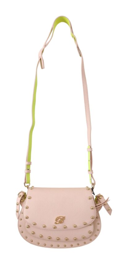 Blumarine - Elegant Leather Shoulder Flap Bag in Pink & Green