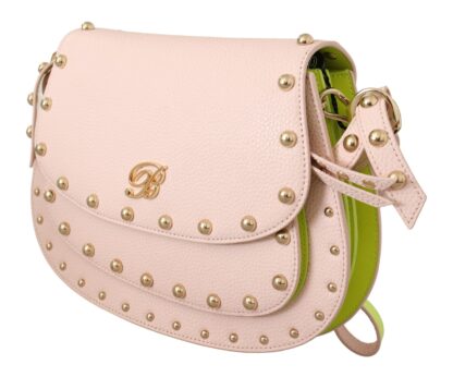 Blumarine - Elegant Leather Shoulder Flap Bag in Pink & Green