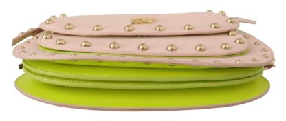 Blumarine - Elegant Leather Shoulder Flap Bag in Pink & Green