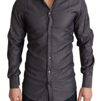 Dolce & Gabbana - Elegant Gray Striped Slim Fit Dress Shirt