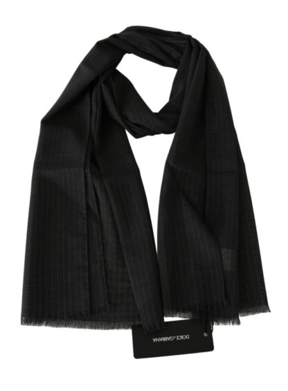 Dolce & Gabbana - Elegant Gray Striped Silk Scarf for Men