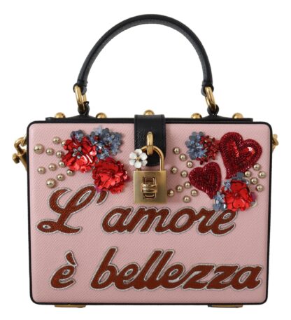 Dolce & Gabbana - Pink Leather Floral Sequined Clutch Box Bag