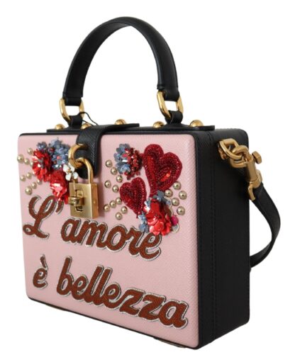 Dolce & Gabbana - Pink Leather Floral Sequined Clutch Box Bag