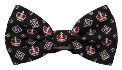 Dolce & Gabbana - Elegant Black Silk Crown Pattern Bow Tie