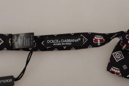 Dolce & Gabbana - Elegant Black Silk Crown Pattern Bow Tie