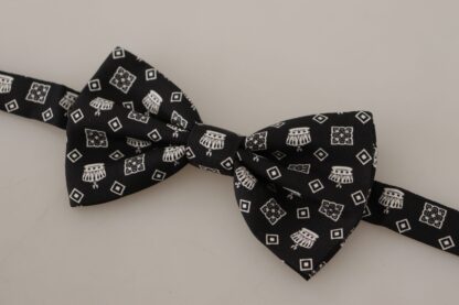 Dolce & Gabbana - Elegant Silk Black Crown Bow Tie