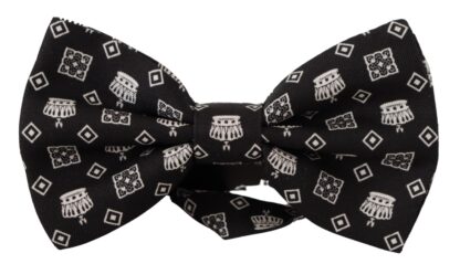 Dolce & Gabbana - Elegant Silk Black Crown Bow Tie