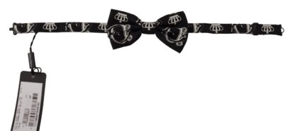 Dolce & Gabbana - Elegant Silk Black Crown Bow Tie