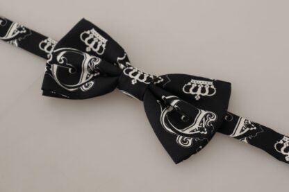 Dolce & Gabbana - Elegant Silk Black Crown Bow Tie