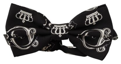 Dolce & Gabbana - Elegant Silk Black Crown Bow Tie