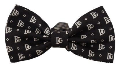 Dolce & Gabbana - Elegant Silk Bow Tie in Black Logo Pattern