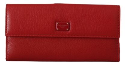 Dolce & Gabbana - Elegant Red Leather Bifold Continental Wallet