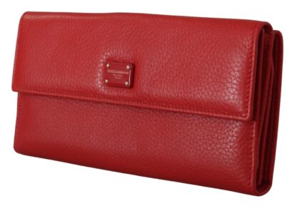 Dolce & Gabbana - Elegant Red Leather Bifold Continental Wallet