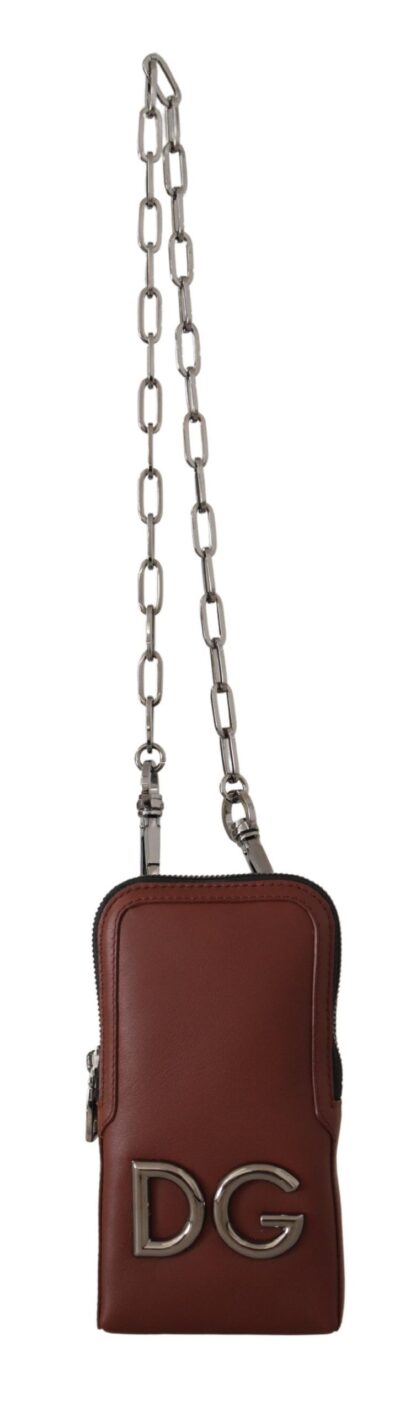 Dolce & Gabbana - Elegant Leather Phone Pocket Wallet with Chain