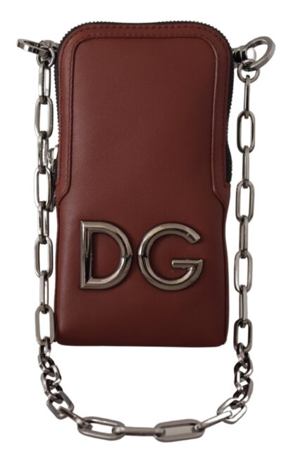 Dolce & Gabbana - Elegant Leather Phone Pocket Wallet with Chain