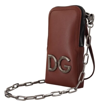 Dolce & Gabbana - Elegant Leather Phone Pocket Wallet with Chain