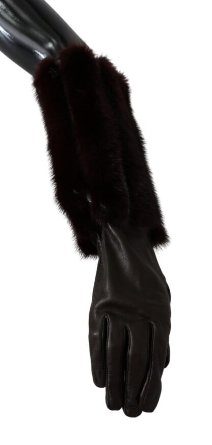 Dolce & Gabbana - Chic Mid Arm Brown Leather Gloves