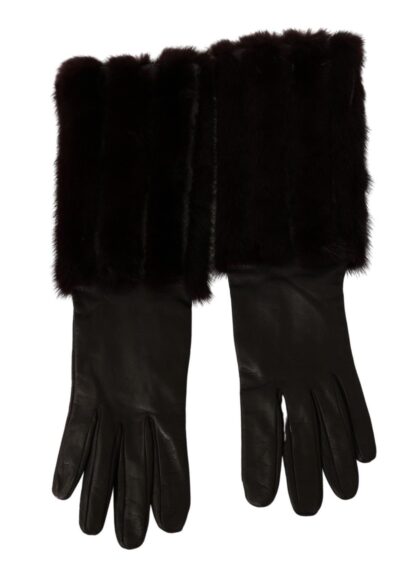 Dolce & Gabbana - Chic Mid Arm Brown Leather Gloves