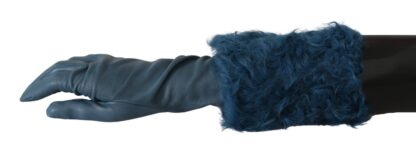 Dolce & Gabbana - Elegant Blue Leather Gloves