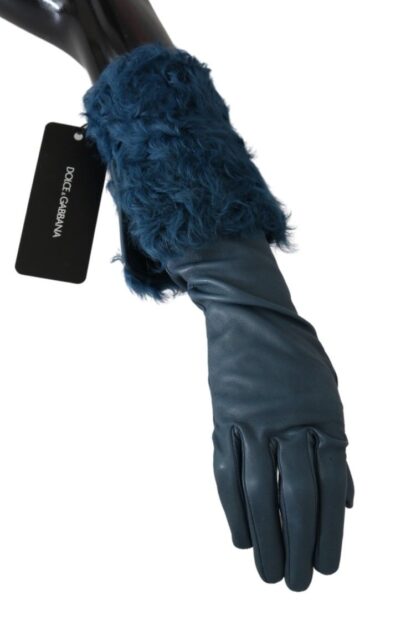 Dolce & Gabbana - Elegant Blue Leather Gloves