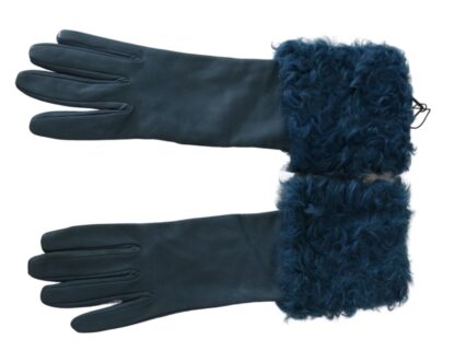 Dolce & Gabbana - Elegant Blue Leather Gloves