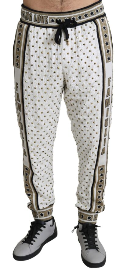 Dolce & Gabbana - Elegant White Sweatpants with Gold Studs