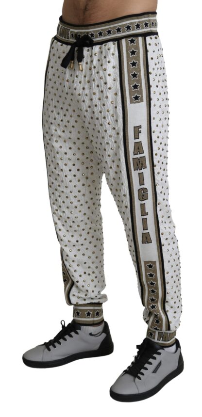 Dolce & Gabbana - Elegant White Sweatpants with Gold Studs