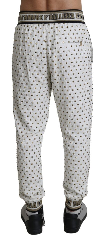 Dolce & Gabbana - Elegant White Sweatpants with Gold Studs