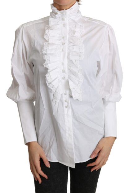 Dolce & Gabbana - Elegant Turtle Neck Ruffled Blouse