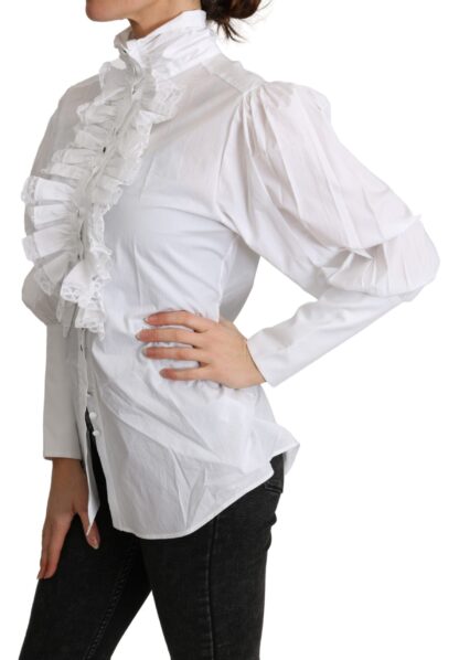 Dolce & Gabbana - Elegant Turtle Neck Ruffled Blouse