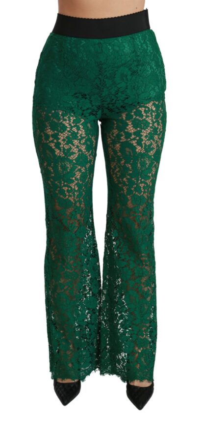 Dolce & Gabbana - Elegant Green Lace Detailed Pants