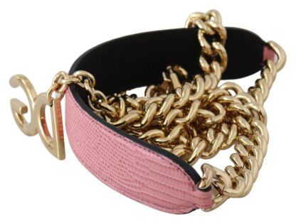 Dolce & Gabbana - Pink Leather Gold Chain Accessory Shoulder Strap